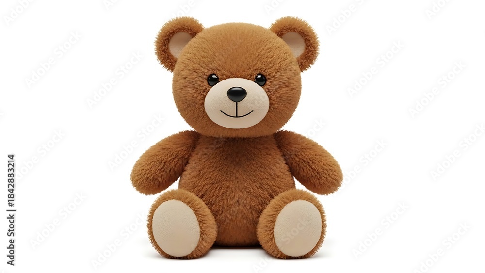 Obraz premium A brown teddy bear sitting upright on a white background