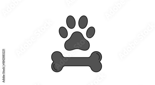 Paw Print and Bone - A Symbol of Pets.