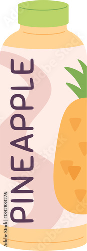 A cartoonish bottle of pineapple juice