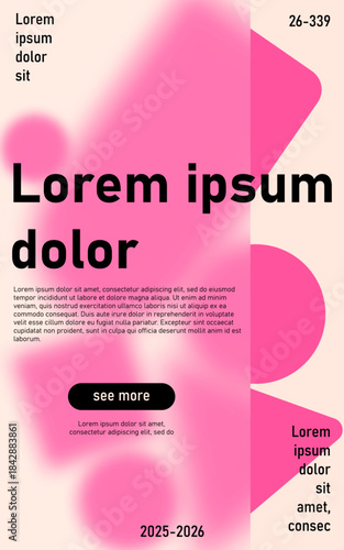 A vertical advertising banner showcases abstract geometric shapes with a blur effect and glass morphism design. It aims to attract attention for upcoming events in a creative way.