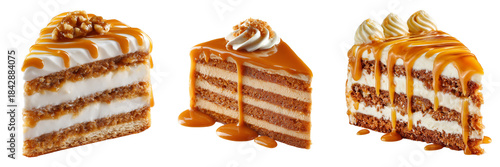 Set of A delicious mini chocolate cake topped with fresh berries transparent png background. Ai generated