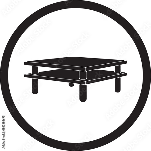  Vector Minimalist low two-tiered square coffee table furniture house element silhouette Illustration