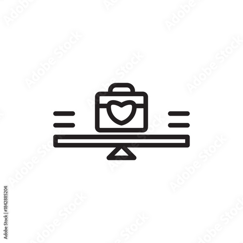 Work-life balance icon symbolizing equilibrium between professional and personal well-being, representing HR programs, employee wellness, flexible work, and morale strategy.