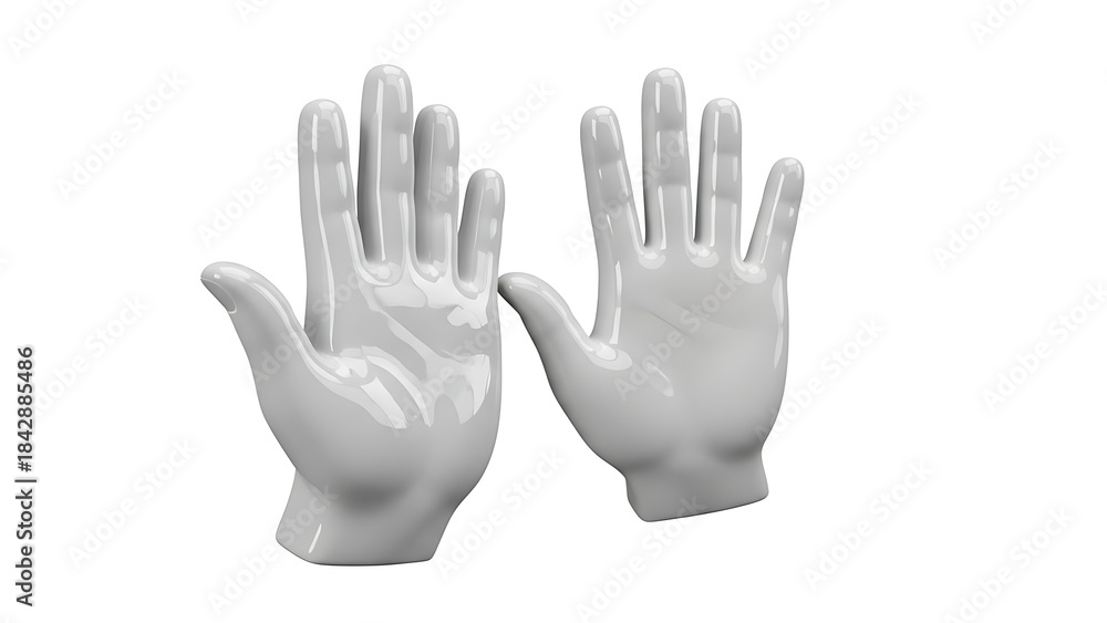 Obraz premium Pair of white latex gloves on plain background