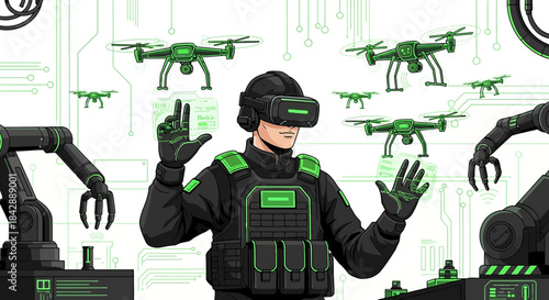 Futuristic vr operation of drones and robotic arms in a virtual reality setting enhancing