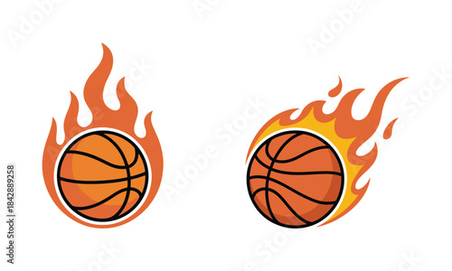 Basketballs on Fire Icons flame