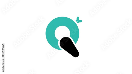 Teal Magnifying Glass with Black Handle and Butterfly