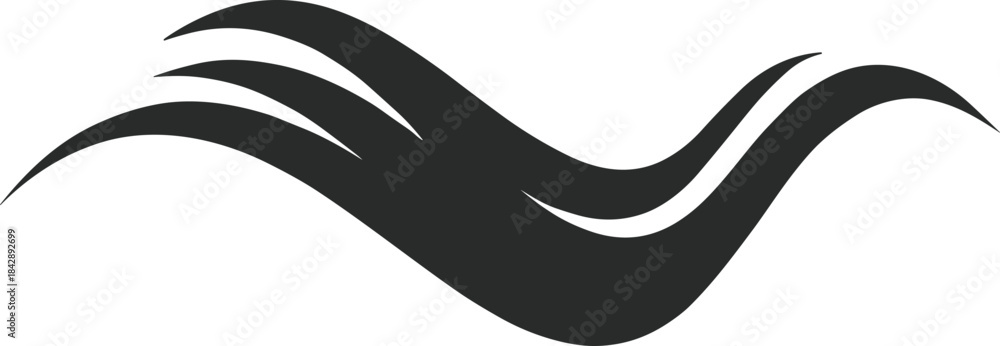 Obraz premium Stylized black abstract wave design with curved tapering shapes for modern branding, motion graphics, and decorative art