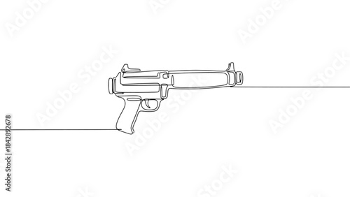 Outline illustration of a handgun in a minimalist style  