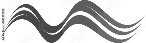 Abstract flowing ribbon wave design in grayscale for modern branding, motion graphics, and minimalist decorative compositions