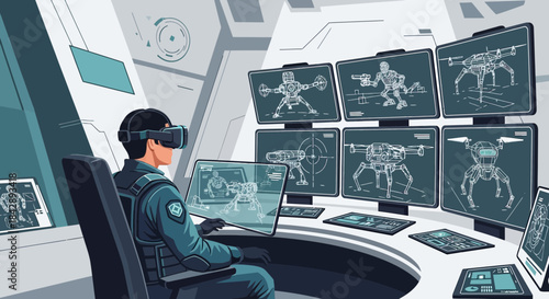 Advanced drone technology command center controlled via virtual reality interface system