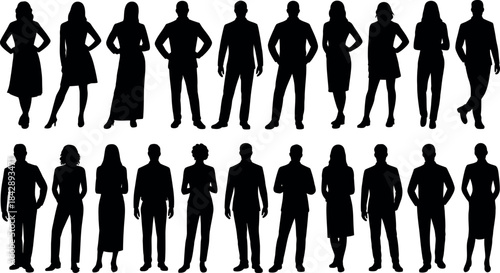 Silhouette Collection of Diverse People in Various Poses