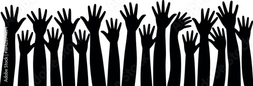 Silhouettes of Raised Hands Unity and Teamwork Illustration