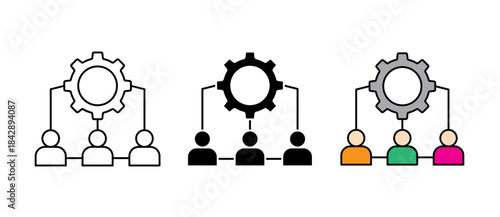 HR Employee Management Icon stroke filled and colored icon set. Designed to represent staff management, employee records, HR tools, workforce tracking, and organizational administration.