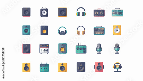 Collection of Audio Equipment Icons.