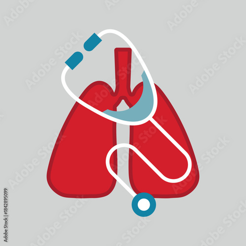 Lung check medical icon showing respiratory health, lung examination, diagnosis, and breathing assessment.
