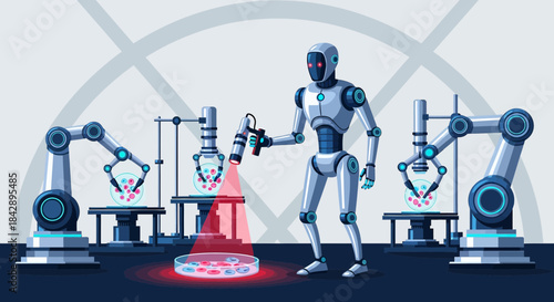 Automated biomedical research: Robot arm systems assist humanoids in petri dish analysis during