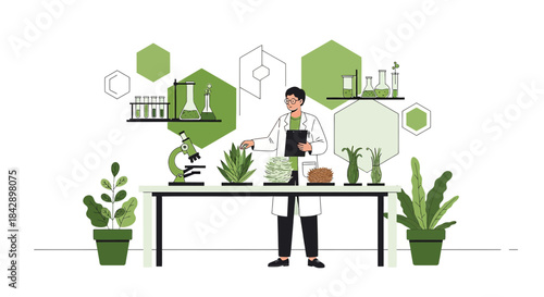 Botanical science professional analyzing plants in laboratory for research and innovation