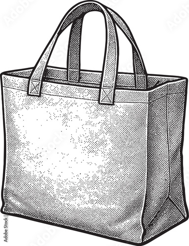Reusable Tote Shopping Bag Halftone Dot Illustration