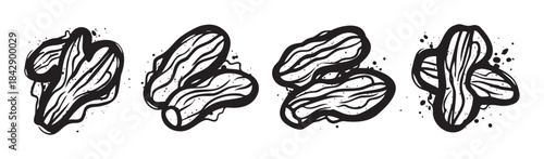 Abstract organic grunge ink elements feature a textured, artistic, and modern design with splatters and rough edges, perfect for creative projects.