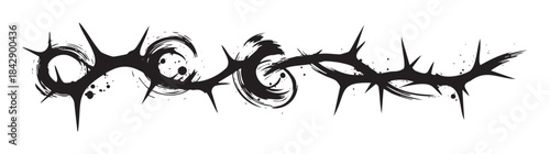 Thorny vine design with a distressed grunge ink brushstroke effect, symbolizing pain, sacrifice, and resilience in a powerful artistic illustration.