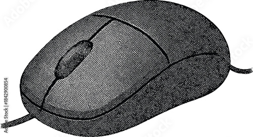 Computer Mouse Halftone Dot Illustration on White