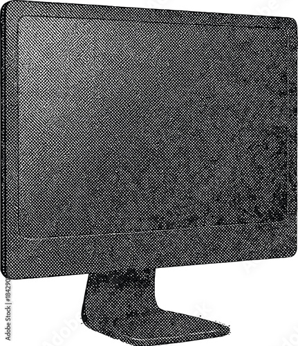 Desktop Computer Monitor Halftone Dot Illustration