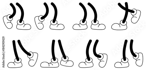 cartoon legs and feet pose set