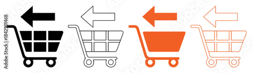 shopping cart color options vector set