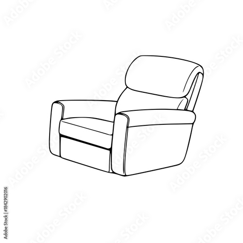 Floating Smart Armchair Vector – Flat Minimal Illustration Featuring Motion Sensors Automatically Adjusting Recline Angle – Modern Smart Home Furniture, Tech-Enhanced Interior Concept