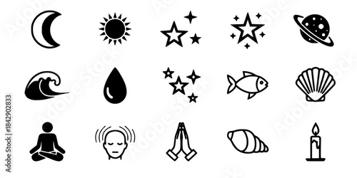 Celestial bodies aquatic elements and human meditation
