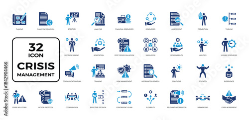 A blue tone-style icon representing crisis management
