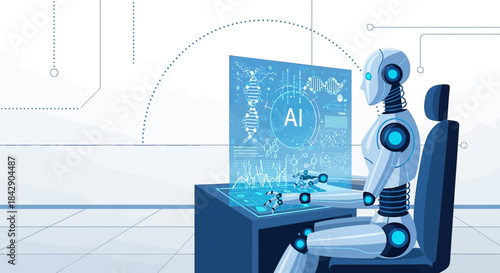 Robot with Artificial Intelligence Working on Futuristic Interface for Data Analysis