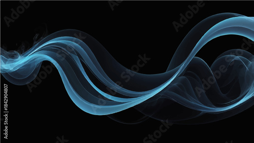 Abstract blue smoke wave motion with light fractal line design for energy effect backdrop illustration