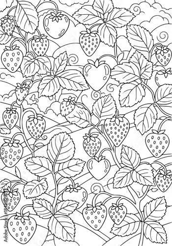 strawberry pattern. coloring book