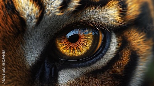 Close-up of a Tigers Intense Golden Eye.