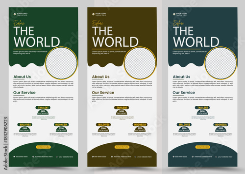 Travel vacation roll up banner design 