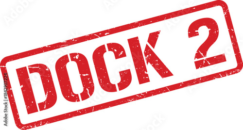 Distressed Red Dock 2 Stamp Illustration on White Background, Faded Grunge Look