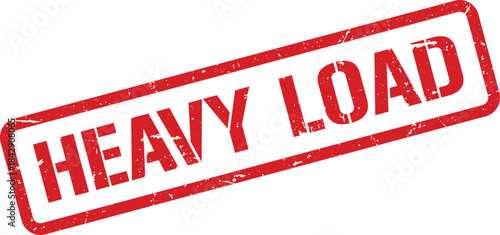 Distressed Red Heavy Load Rubber Stamp Impression Isolated on White Background Stock