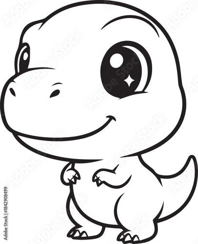 Cute dragon character sitting calmly in a soft simple fantasy style line art one line art
