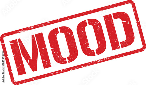 Distressed Red MOOD Word Stamp Isolated on White Background Indicating Emotion or Feeling