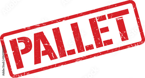 Red Pallet Word Stamp with Grunge Texture on White Background Stock