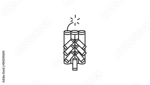 Lit firecrackers with a burning fuse ready to explode in a festive celebration.