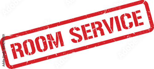 Distressed Red Room Service Rubber Stamp Impression on White Background for Hotel or Hospitality