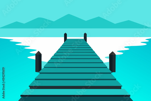 wooden pier stretching into a crystal clear turquo
