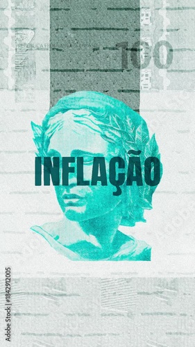 Inflação text – Brazilian Real currency – Digital Glitch Effect
