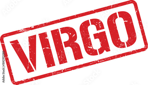 Red Distressed Rubber Stamp With VIRGO Text Isolated on White Background Image