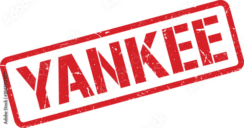 Red Distressed Stamp with YANKEE Text Inside on a White Background Resource