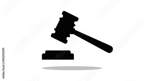 Judge’s Gavel Silhouette Vector – Black Legal Icon with Sound Block for Law, Justice, Court Decisions, and Judicial Authority Design and Education Projects