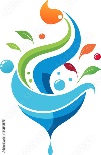 Abstract vector of harmful elements flowing out of a stylized body, purification and cleansing concept, white background.